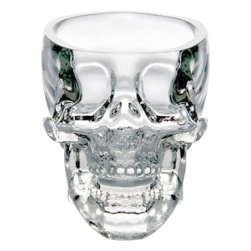 Fábrica al por mayor creativo cráneo copa de vino whisky vidrio espíritus cristal cráneo cristal vodka vino conjunto