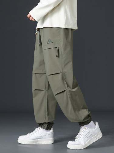 Workwear pants for men, spring and autumn new style streetwear casual pants, American retro functional paratrooper pants, personalized fashion drawstring pants
