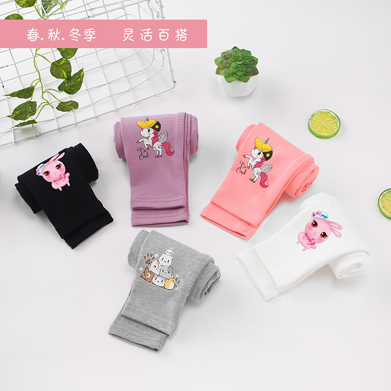 Polainas DE LOS NIÑOS Otoño e Invierno puro algodón cepillado pantalones casuales mujer bebé color sólido dibujos animados delgados pantalones exteriores