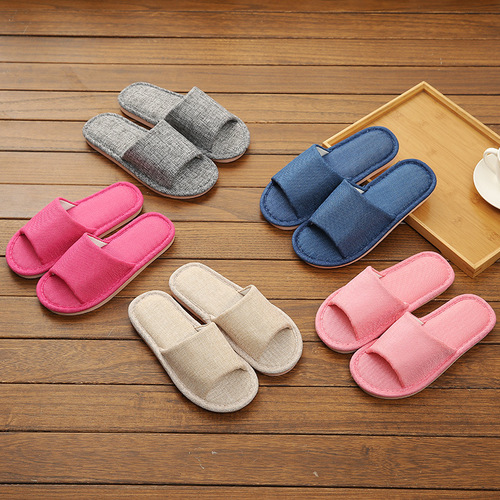 Linen slippers for men, spring and autumn, four seasons, household, indoor, non-stinky feet, women's non-slip cotton and linen, winter and summer