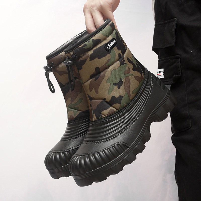 플러스 사이즈 대외 무역 국경 간 가을 및 겨울 새로운 동북 중간 도움 방수 코튼 신발 스노우 부츠 남성 기모 두꺼운 작업복 부츠