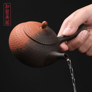 日本进口常滑烧急须 玉光作朱窑变急须纯手工茶道泡茶壶一件批发-阿里巴巴