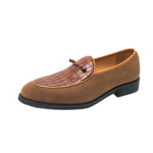 British Le Men's Business Casual Dress Small Leather Shoes Embossed Hair Stylist Leafs Shoes