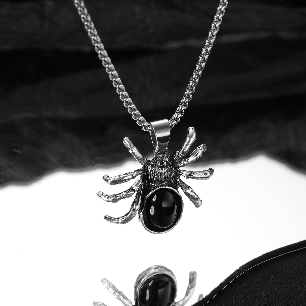 Collana lunga da uomo con personalità da coppia, ragno scuro, stile hip hop, stile street_voghion.com
