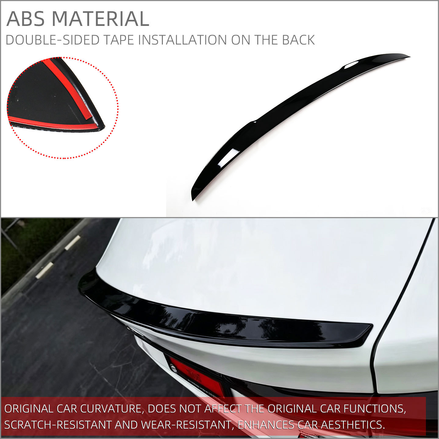 Suitable for 23-26 Models of Vios Yaris Ativ, Rear Spoiler, No-Drill Sports Spoiler, Appearance Upgrade Kit