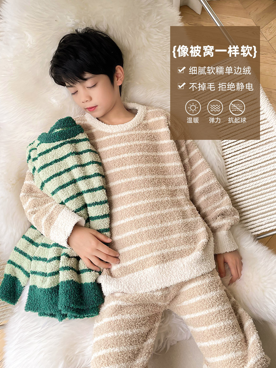 Fashionable winter coral velvet pijama for boys
