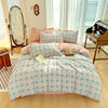 Set, sheet, duvet cover, cotton and linen, 4 piece set, simple and elegant design, wholesale