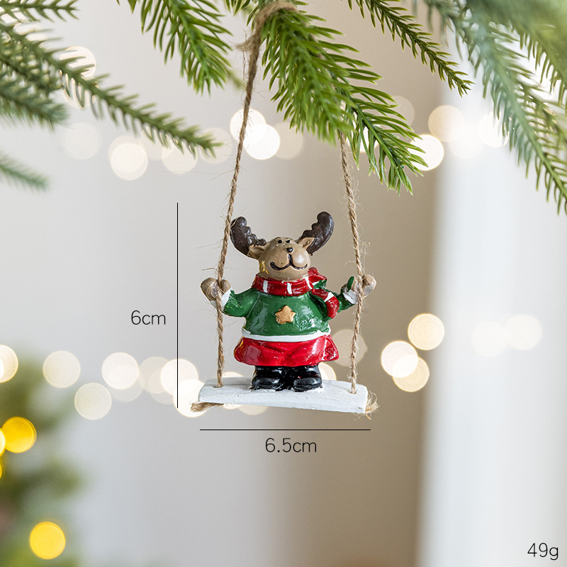 ホット販売クリエイティブクリスマス装飾樹脂サンタクロース雪だるまヘラジカスイングペンダント人形クリスマスツリー装飾|undefined