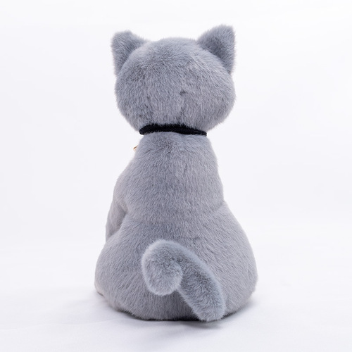 Dabron New Authentic Grey Pleated Collar Birthday Gift for Girls, Cute Simulated Little Cat Plush Toy Doll Stuffed Animal