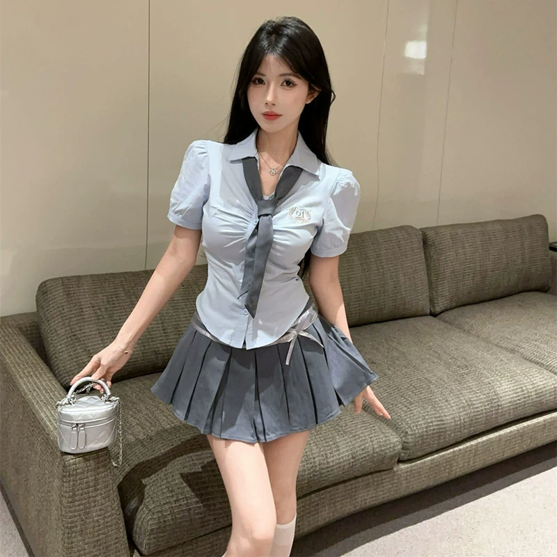 Jk униформа костюм женский летний школьный стиль