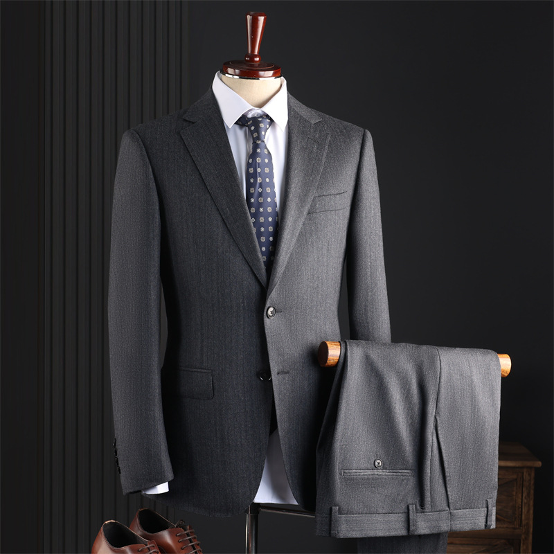 Men's Slim Fit Half Lined Wool Suit - Wrinkle Resistant Business Attire For Weddings Grooms & Groomsmen High-End Fashion_voghion.com