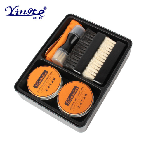 Leather shoe care products shoe brush shoe polish set black colorless shoe polish plastic soft bristled wooden oil brush cleaning