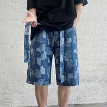 ins韩版潮直筒牛仔短裤男夏季高街复古水洗五分裤港风宽松潮流