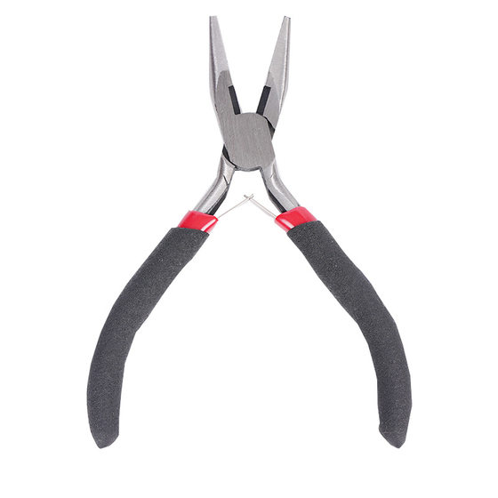 Factory supply 4.5 inch red and black with toothed edge pointed nose pliers DIY handmade jewelry pliers accessories