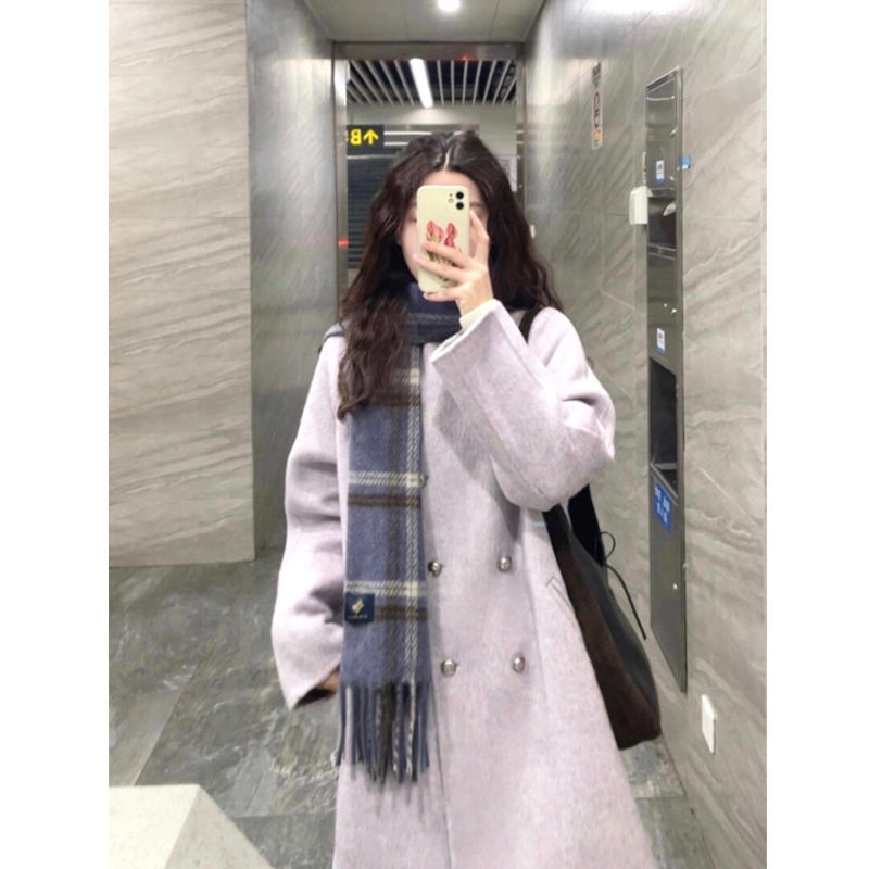 反季特惠呢子大衣女中长款2025新款温柔紫秋冬毛呢外套高级小个子|undefined