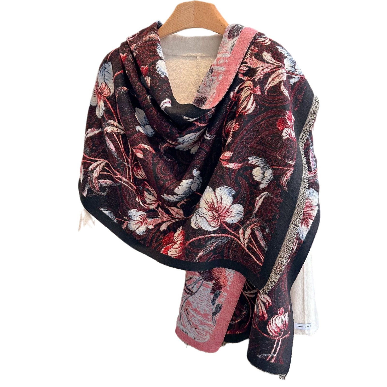 Doble cara invierno engrosado calentamiento collar aire acondicionado chal impresión coreana otoño invierno nuevo bufandas jacquard de cashmere para mujeres