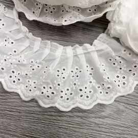 9cm白色棉料刺绣花边diy手工服装辅料裙子窗帘床品纯棉绣花布料宽