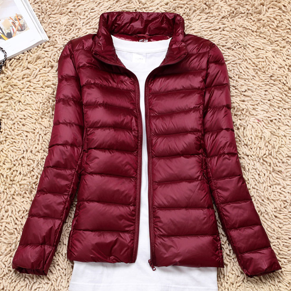 Mujer Ultra Light Down Coats Chaqueta acolchada de algodón para mujer Chaqueta acolchada de invierno con cuello alto y ligero
