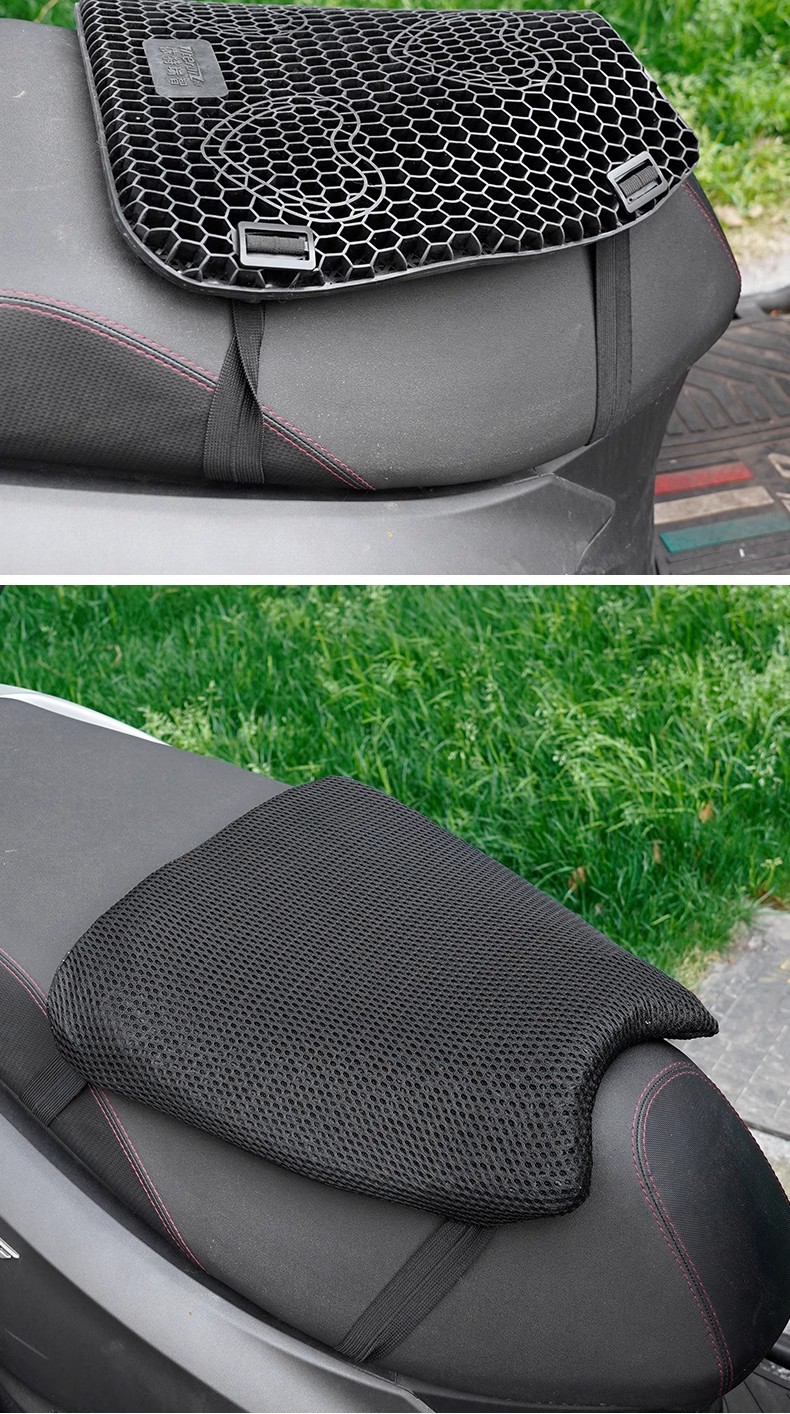 Motorcycle Seat Cushion Rider Motorcycle Travel Gel Silicone Honeycomb Seat Cushion Cover Waterproof Sun Protection Battery Car Shock Absorption and Heat Insulation