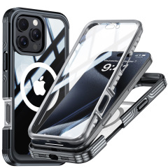 アップルiPhone16Plus防塵落下i16Pro Max全包透明磁気吸引三防携帯ケースカバー