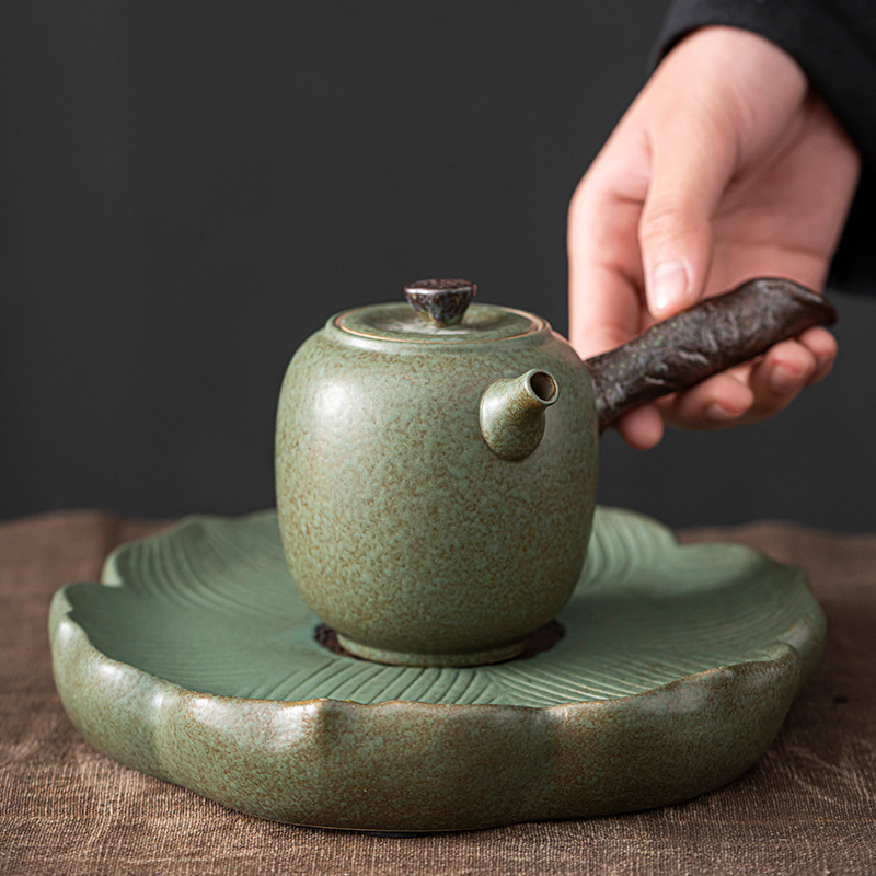 Creativo japonés Kung Fu té juego traje hogar cerámica té taza tetera gres simple viaje portátil una olla tres tazas