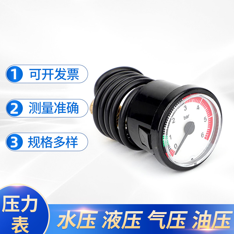 壁挂炉压力表 地暖两用蒸汽弹簧管不锈钢壳毛细管BT40001压力表
