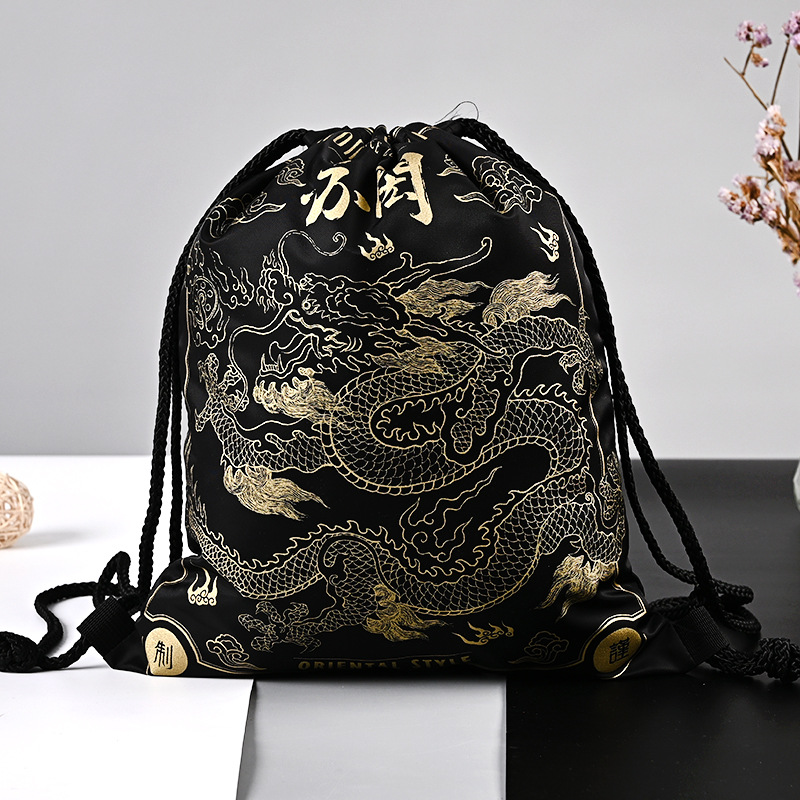 个性涤纶束口袋设计双肩学生旅行背包袋抽绳购物袋收纳束口袋生产