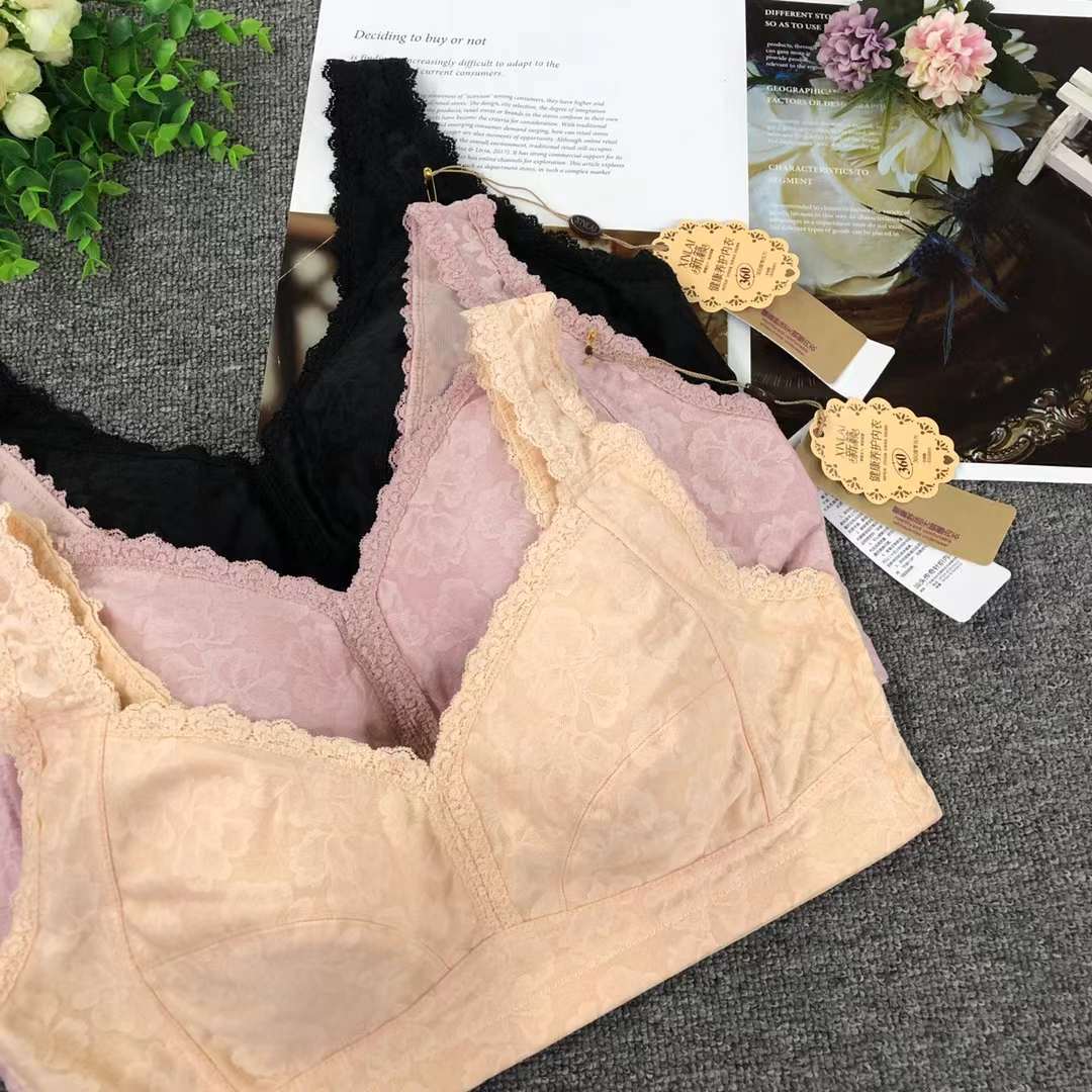 Nuevo sujetador inalámbrico de moda encaje jacquard transpirable cómodo clásico cinco breasted ropa interior mujeres al por mayor