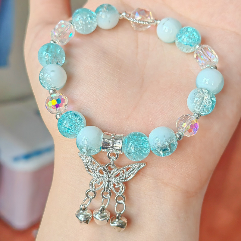 Milk Cover Glass Bracelet Women's Summer Ice Cream Double Color Burst Student Children's Butterfly Crystal Bell Butterfly Bracelet