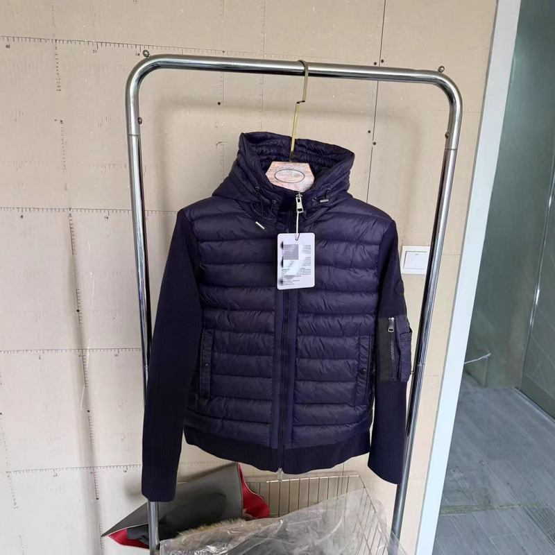 Cross-Border Foreign Trade Autumn and Winter New Trendy Men's down Jacket Fashion Patchwork Knitted Sleeve Cardigan Mengjia Top Coat Cross-Border Foreign Trade Autumn and Winter New Trendy Men's down Jacket Fashion Patchwork Knitted Sleeve Cardigan Mengjia Top Coat