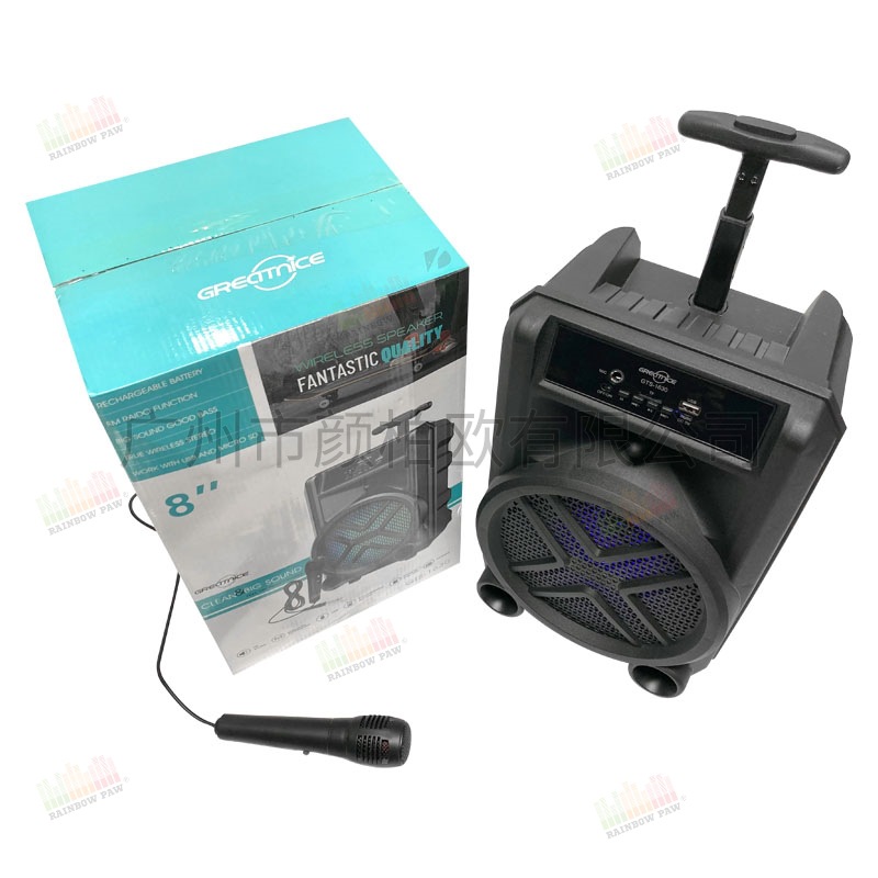 Altavoz Bluetooth Portátil GTS-1630 de 8 Pulgadas, Potencia Exterior, Serie GTS, Fabricante Mayorista