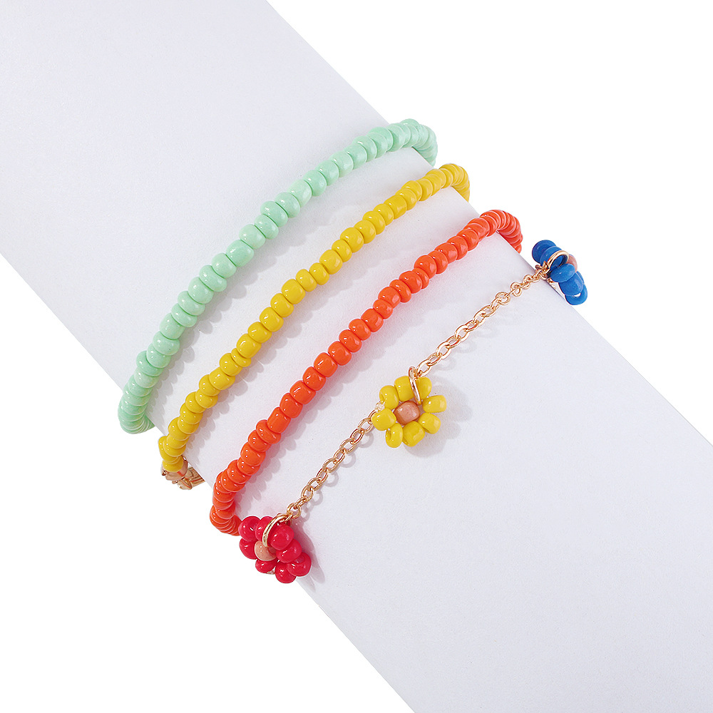 Fashion Color Colorful Rice Beads Beaded Bracelet Set