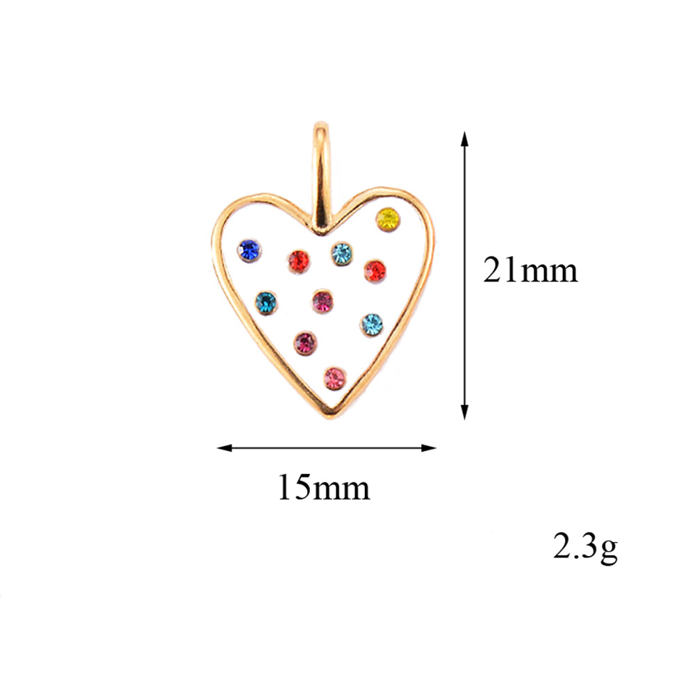 5 Pcs/package Simple Style Heart Shape Stainless Steel Enamel Inlay Pendant Jewelry Accessories display picture 4