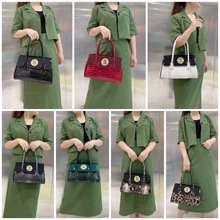 2025春夏新款款漆皮鳄鱼纹时尚头层牛皮真皮手提女包肩背大包手拎