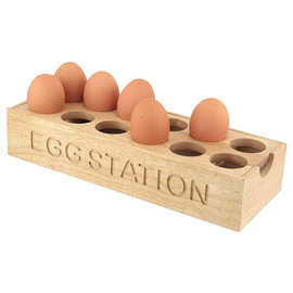 亚马逊木质蛋托多孔橡胶木鸡蛋收纳盒托盘冰箱厨房收纳架厂家直销