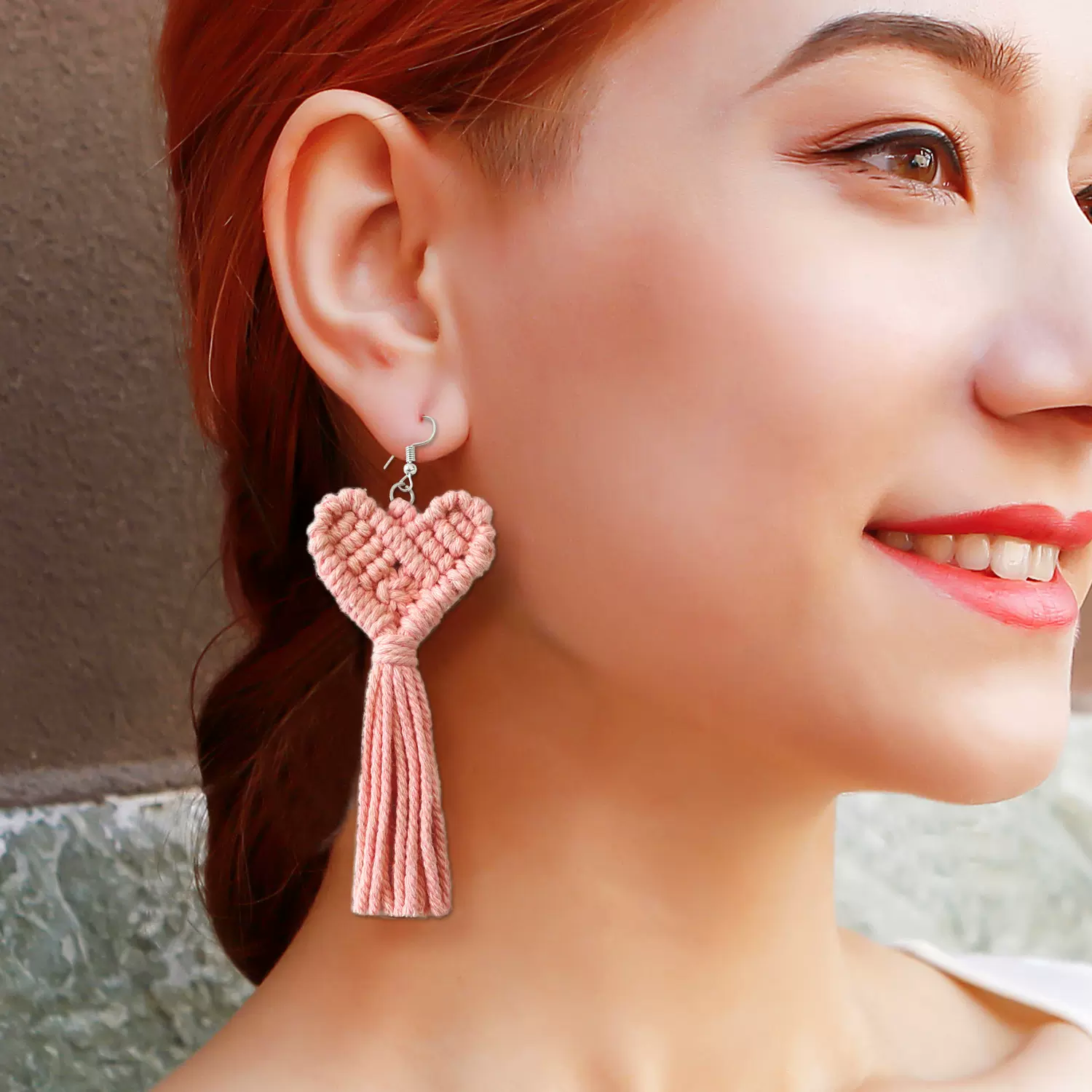 新款桃心耳环欧美波西米亚复古民族风爱心流苏耳坠气质民族风耳饰