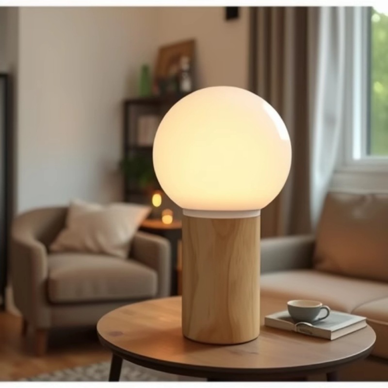 Cilindro de madera maciza simple retro, base de madera para el hogar, lámpara de mesa natural