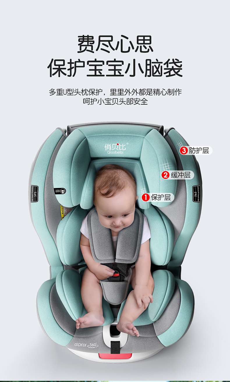Child Seat Car for 0-4-3-12 Years Old Baby Baby Car Portable 360-Degree Rotating Seat