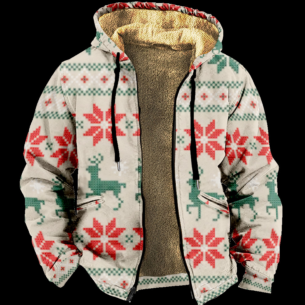 Ropa de invierno engrosada con forro polar transfronterizo Forro de doble capa de Santa Claus Chaqueta acolchada de algodón de terciopelo grueso Cremallera Bolsa de excavación Chaqueta acolchada de algodón cálido