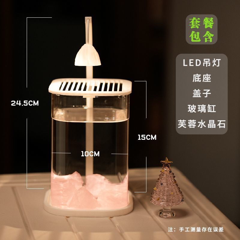 水槽ベタ超白色小型怠惰なガラス水槽リビングルームクリエイティブデスクトップ装飾品装飾ライト|undefined