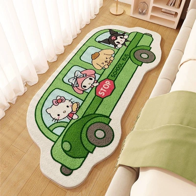Avtomobil döşəmə paspasları – Window Decoration Stain-Resistant Floor Mat - sanliou-school-bus-40120cm-imitation-cashmere