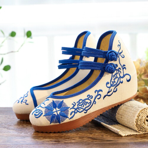 High heels, single shoes, wedge heels, thickened beef tendon sole cloth shoes, summer women's shoes, dropshipping