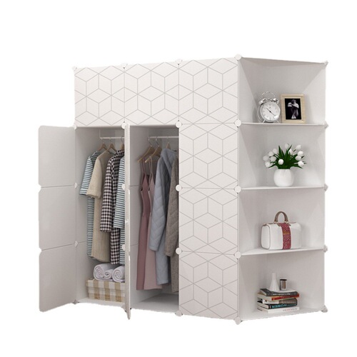 Simple Wardrobe Plastic Steel Frame Assembled Wardrobe Single Person Wardrobe Combination Double Storage Cabinet Simple Modern Economical
