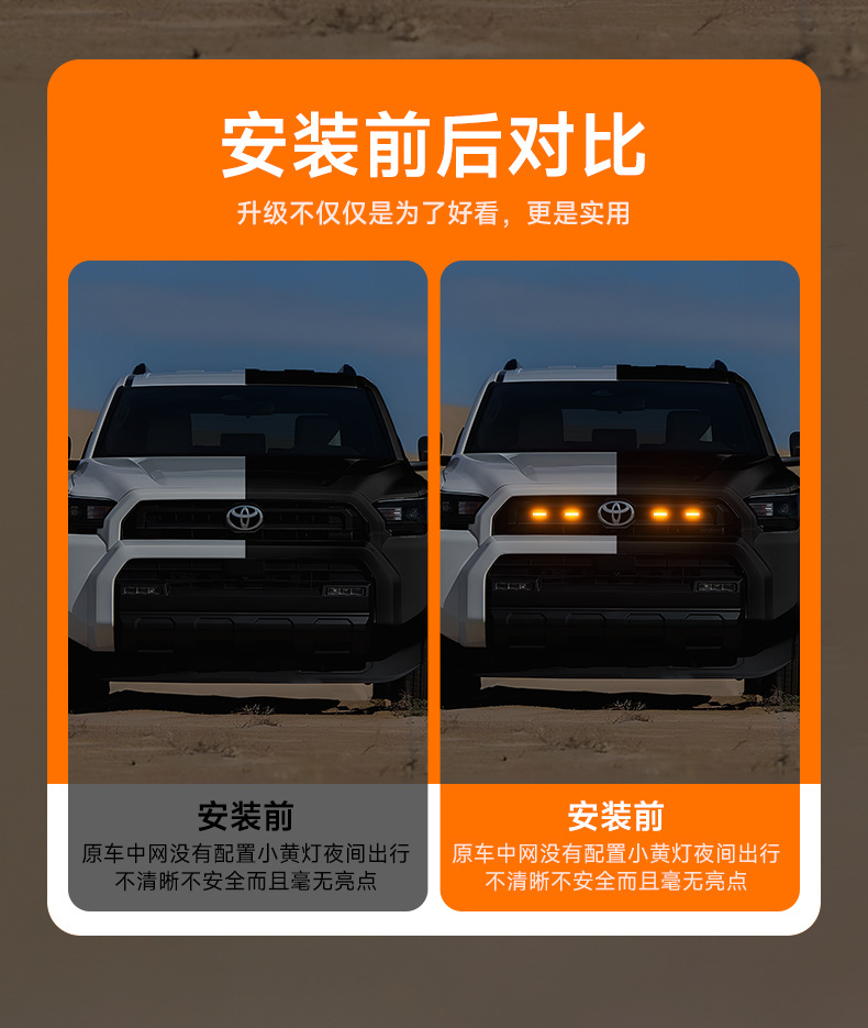 Suitable for 25 Toyota Speedmaster 4Runner Trd Sr5 Grille Led Small Yellow Lights Sr5 Grille Daytime Running Lights