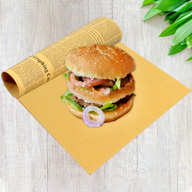 汉堡包装纸商用印刷防油防水家用三明治牛皮报纸款放炸薯条吸油纸
