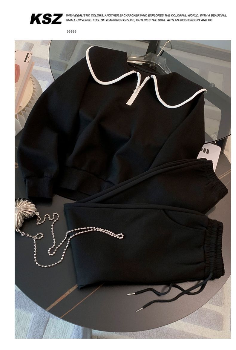 ActiveGo Plus Size High-End Fashion Set For Women 2025 Autumn Winter Loose Stylish Streetwear Sweatshirt And Sweatpants Sports_desvips.com