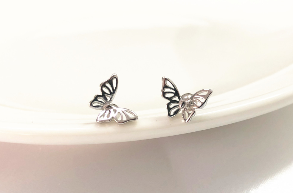 5g Weight Zircon Inlay Material Ear Studs Classification 1 Pair Quantity Daily Occasion 925 Sterling Silver Material Butterfly Pattern Women's Gender Plating, Inlay Design Simple Style Style 1 Pair 925 Sterling Silver Zircon Butterfly Ear Studs 6