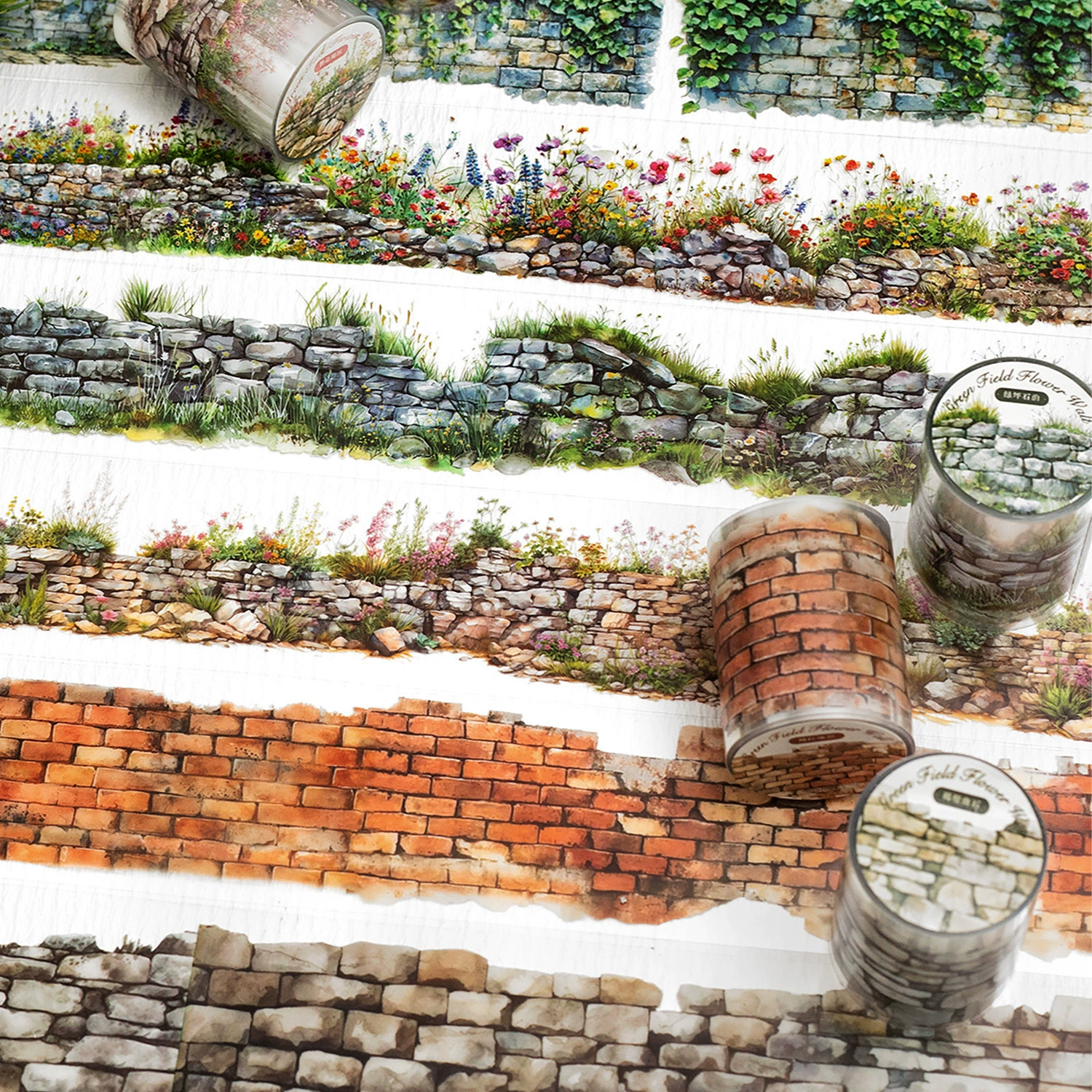 Сумеречная ПЭТ-лента Green Wild Flower Wall серии текстуры стены ландшафта ручной записи