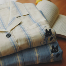 清澈69-野兽家居服纯棉纱布情侣睡衣套装全棉可外穿春秋季男女款