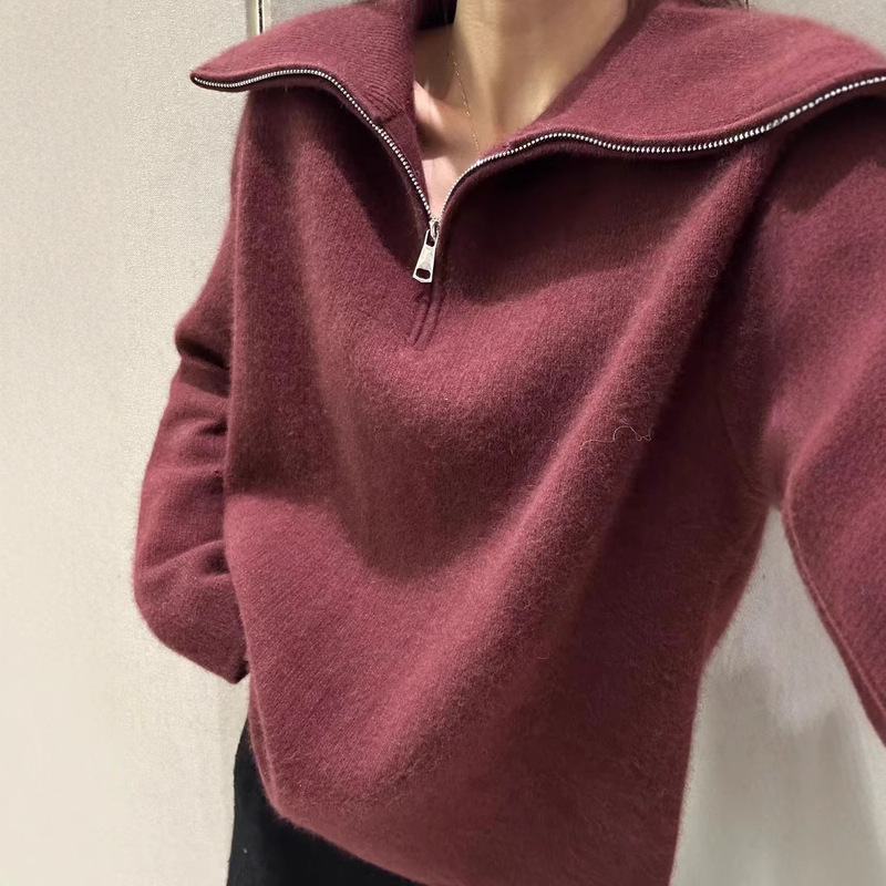 Handmade Thickened Zip-Up Large Lapel Wool Alpaca Designer Sweater Coat for Women, Artistic and High-Quality for Winter Handmade Thickened Zip-Up Large Lapel Wool Alpaca Designer Sweater Coat for Women, Artistic and High-Quality for Winter